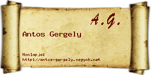 Antos Gergely névjegykártya